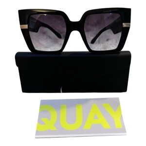 Quay Australia Black Oversized Square Sunglasses with Gradient Lenses